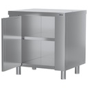 Mesa neutra con puertas para self-service en acero inoxidable