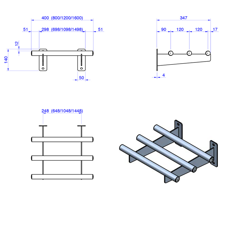 Correbandejas lineal de 1600 mm para autoservicio