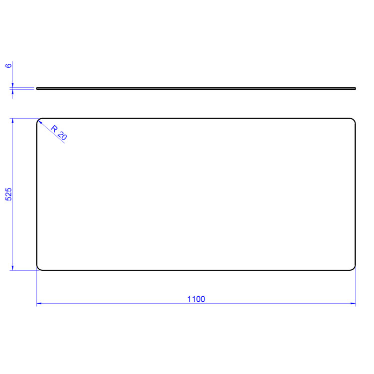 Cristal superior recto 1100 mm para pantallas neutras