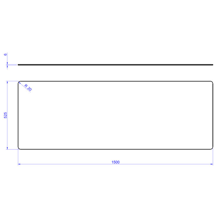 Cristal superior recto 1500 mm para pantallas neutras
