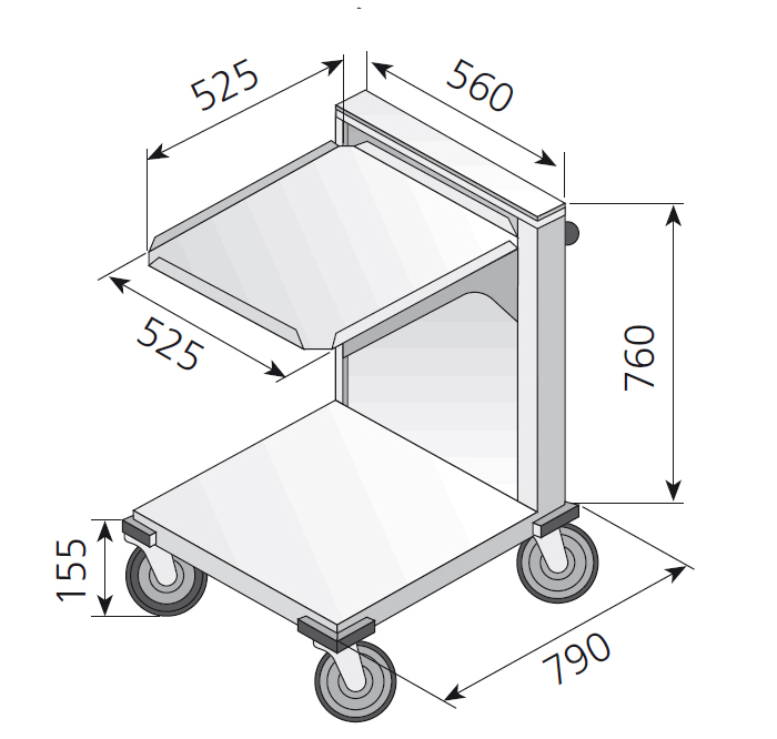 Carro nivel constante para cestas de vajilla 500x500 mm