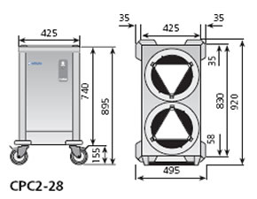 Dispensador de platos nivel constante 2 columnas Ø180-280 mm