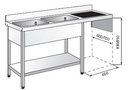Fregadero soldada inox BF-186-L (mm) 1800 x 600