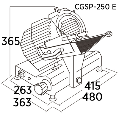 Cortadora de fiambres Gama Estándar Capacidad de corte (mm) 230 x 180 CGSP-250 E Cuchilla (mm) 250