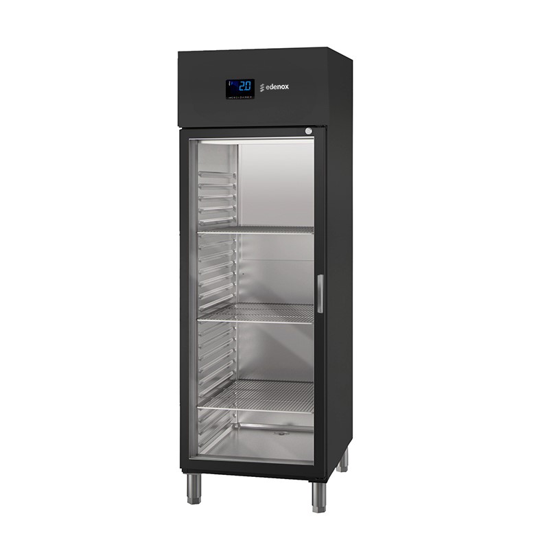 Armario refrigerado Gastronorm con guías embutidas Serie GN 2/1 color negro puerta de cristal de -2 a +8 ºC APG-711 HC NEGRO