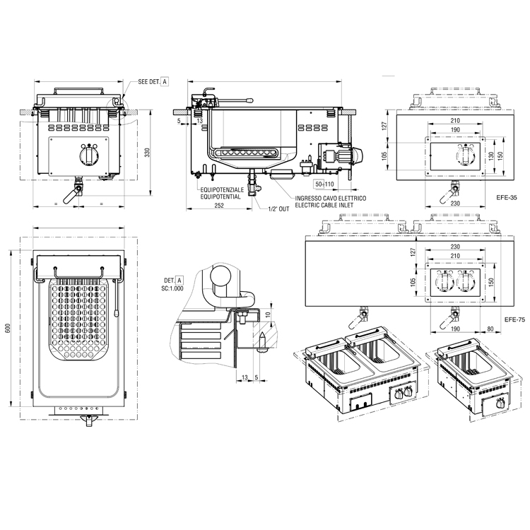 Freidora eléctrica 1 cuba 8 litros snack 650