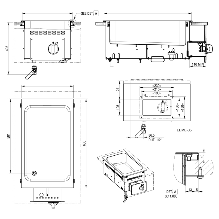Baño María eléctrico GN 1/1 snack 650