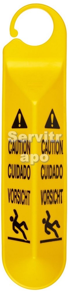 Señal aviso colgante amarillo - Multilingüe "Caution"