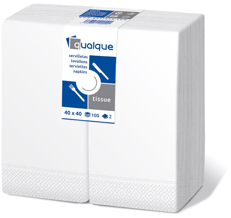 SERVILLETA 40 X 40 1/8 2 CP BLANCA