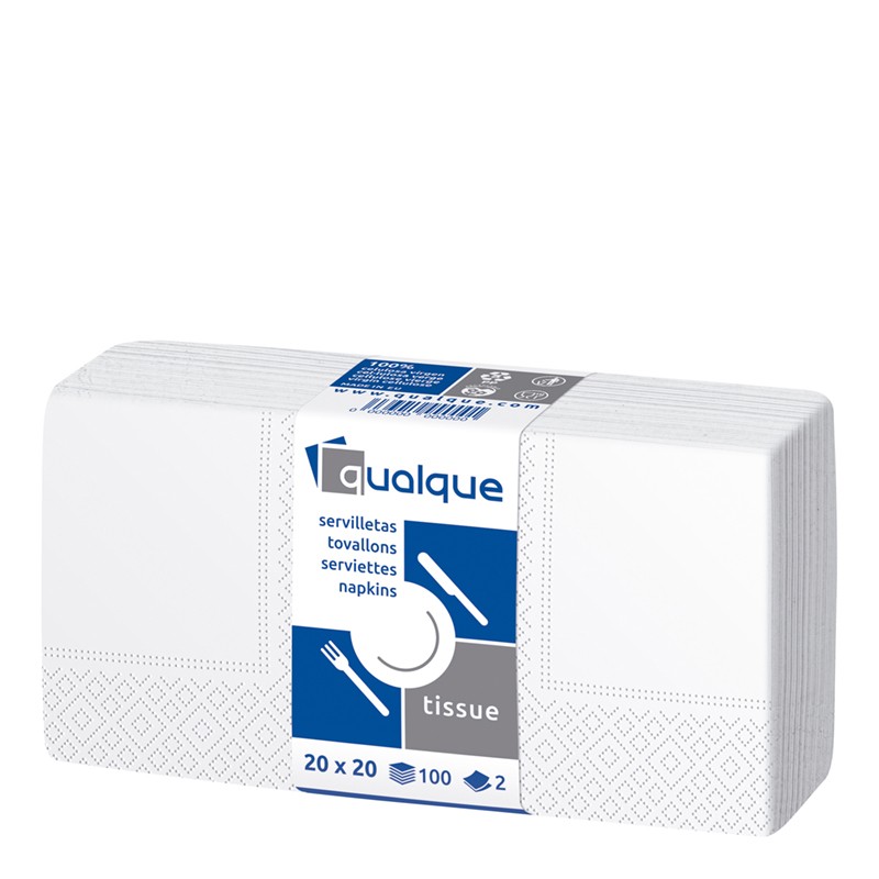SERVILLETA 20 X 20 1/4 2 CP BLANCA