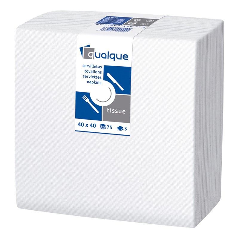 SERVILLETA 40 X 40 1/4 3 CP BLANCA