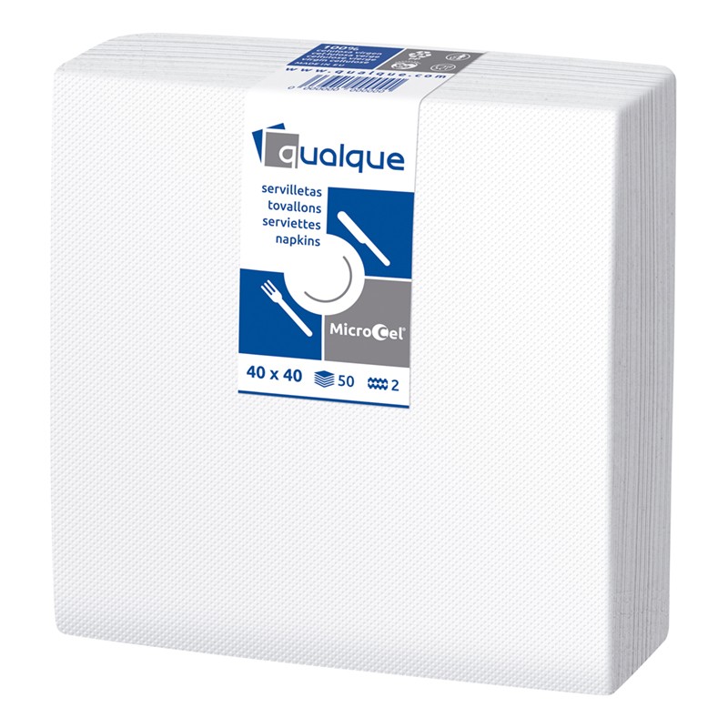 SERVILLETA MICROCEL 40 X 40 2 CP 1/4 BLANCA