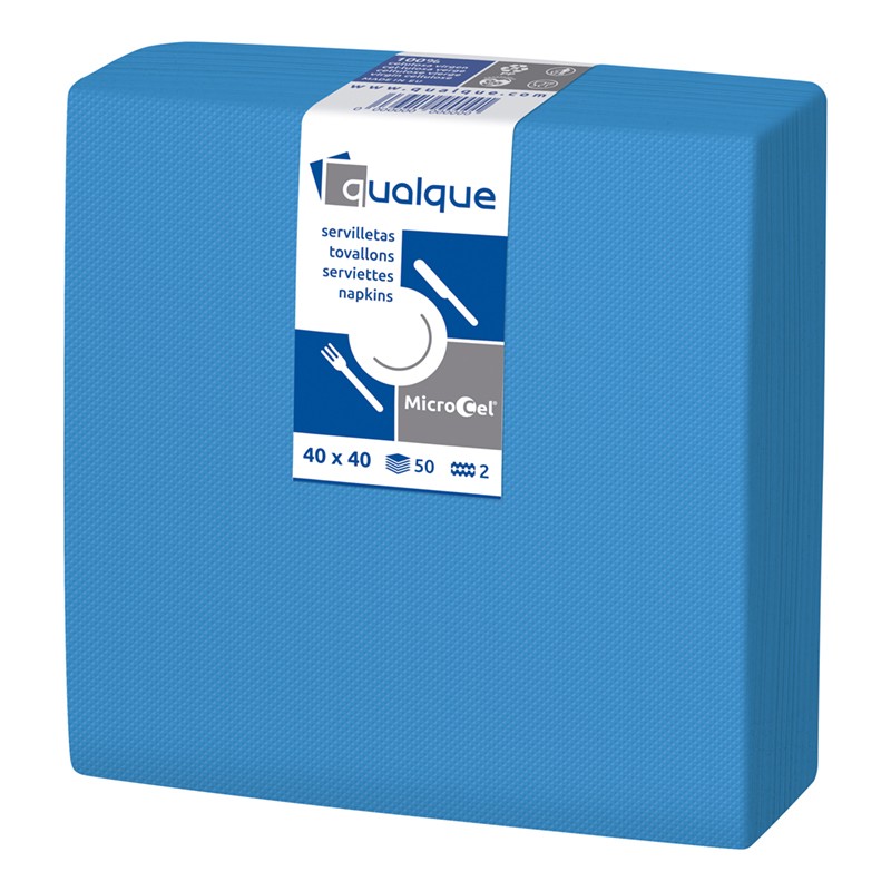 SERVILLETA MICROCEL 40 X 40 2 CP 1/4 TURQUESA