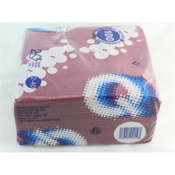 Servilletas 40x40 Qual Burdeos 2 Capas 1/4