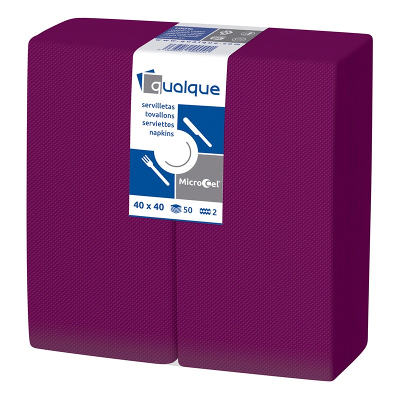 Servilleta Microcel 40 X 40 2 Cp 1/8 Burdeos