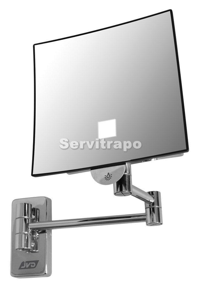 Espejo Eclips Cuadrado C/Luz Brazo Latón Cromado Tubular