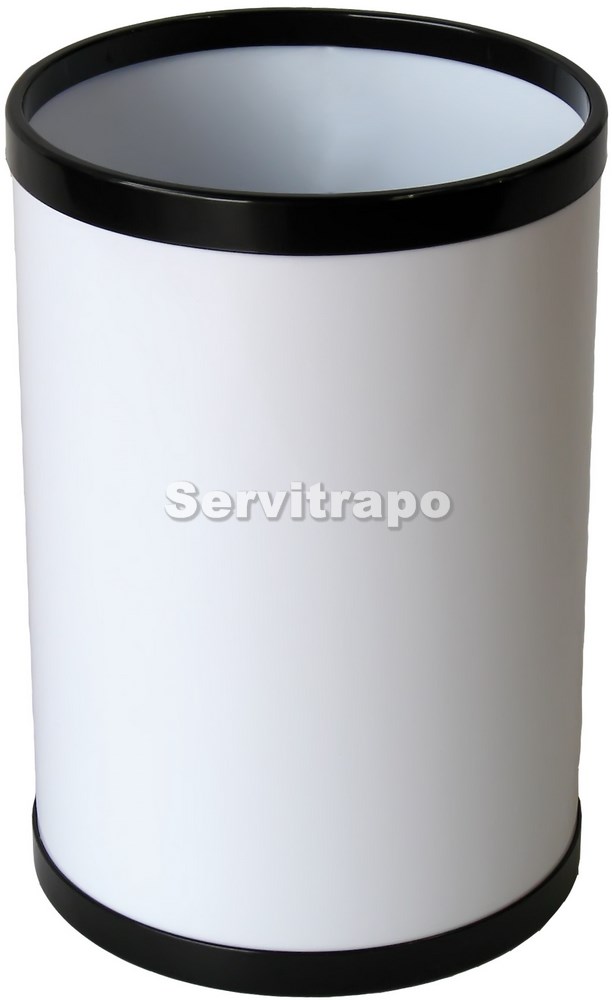 Papelera Redonda Blanca Aros Negros