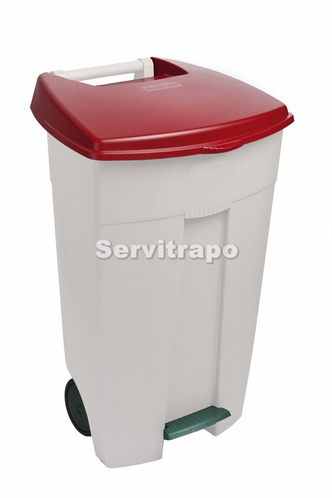 Cubo Exterior Móvil 110l Con Pedal Y Tapa Roja