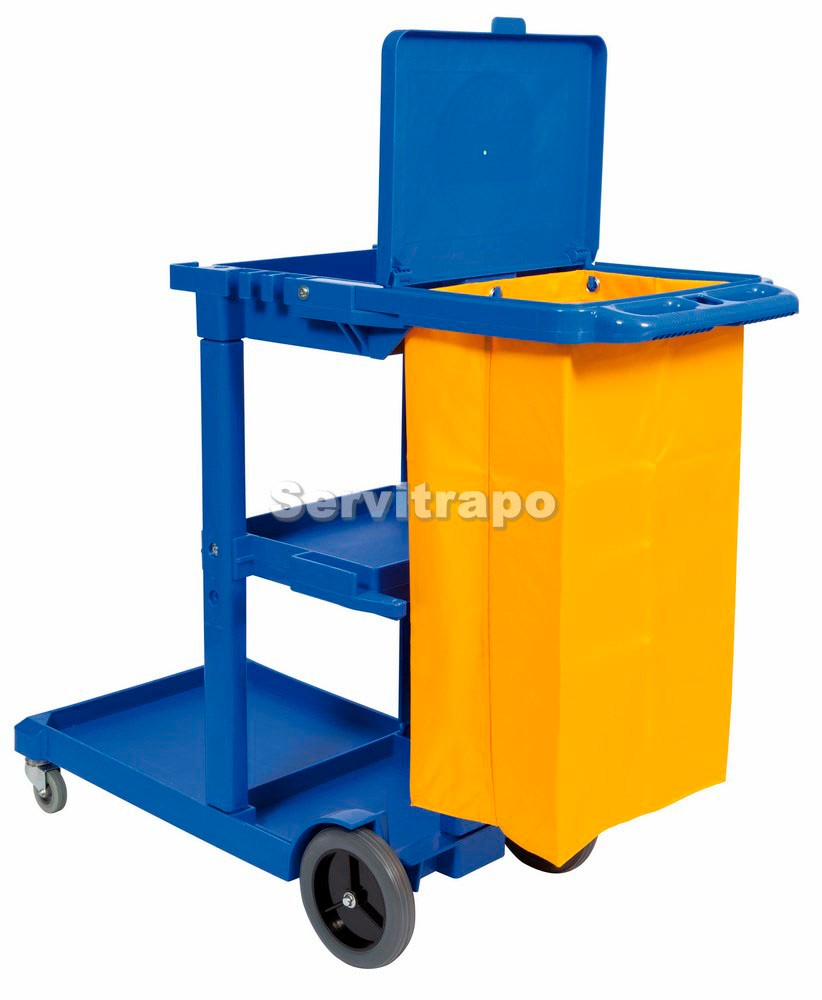 Carro De Limpieza Con Bolsa Amarilla Y Tapa