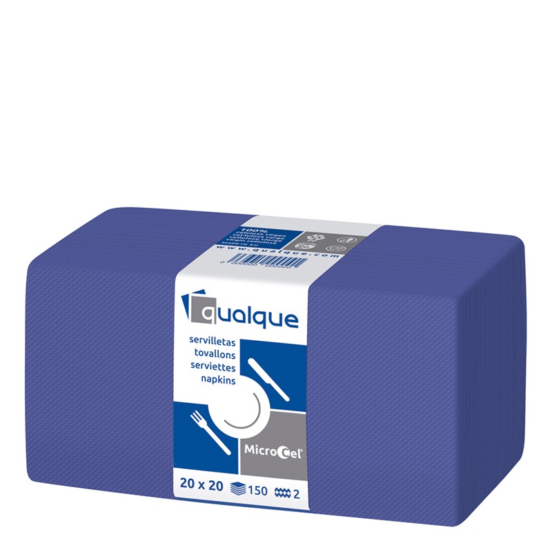 SERVILLETA MICROCEL 20 X 20 2 CP 1/4 AZUL