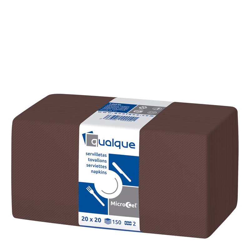 SERVILLETA MICROCEL 20 X 20 2 CP 1/4 CHOCOLATE