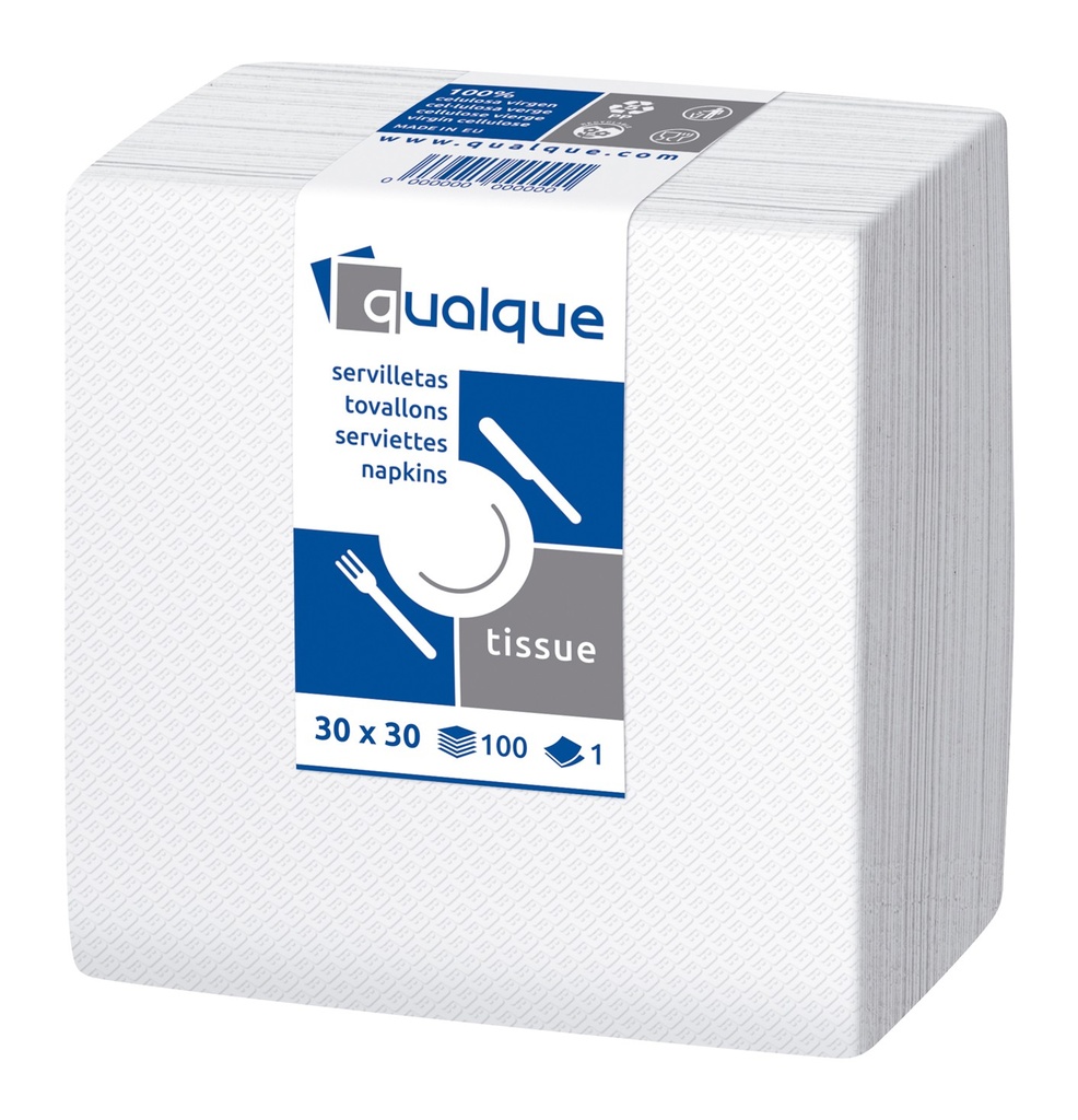 SERVILLETA 30 X 30 1/4 1 CP BLANCA