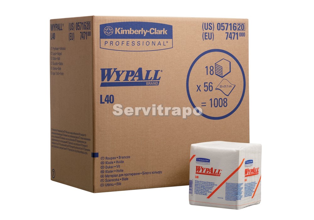 18 Paños Industriales Wypall® L40 "Drc" Plegado 1/4