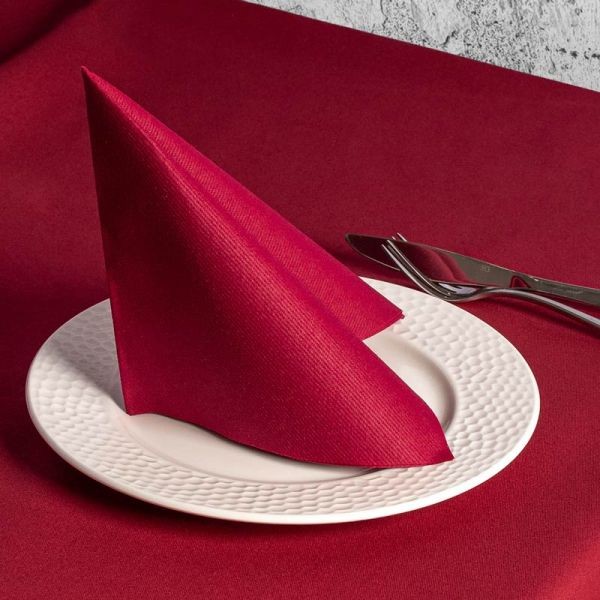 SERVILLETAS 40X40 AIR LAID 1/4 BURDEOS