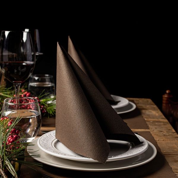 SERVILLETAS 40X40 AIR LAID 1/4 MARRÓN