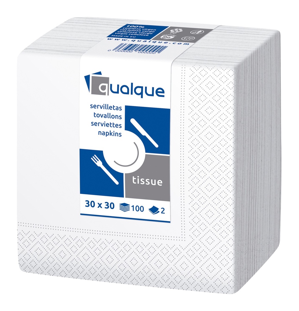 Servilleta 30 X 30 1/4 2 Cp Blanca