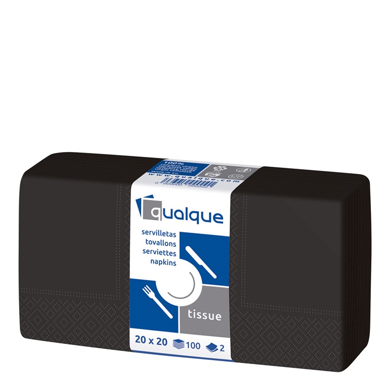 Servilleta 20 X 20 1/4 2 Cp Negra