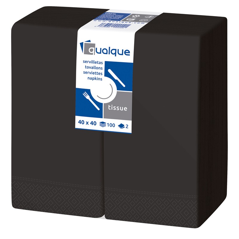 SERVILLETA 40 X 40 1/8 2 CP NEGRA