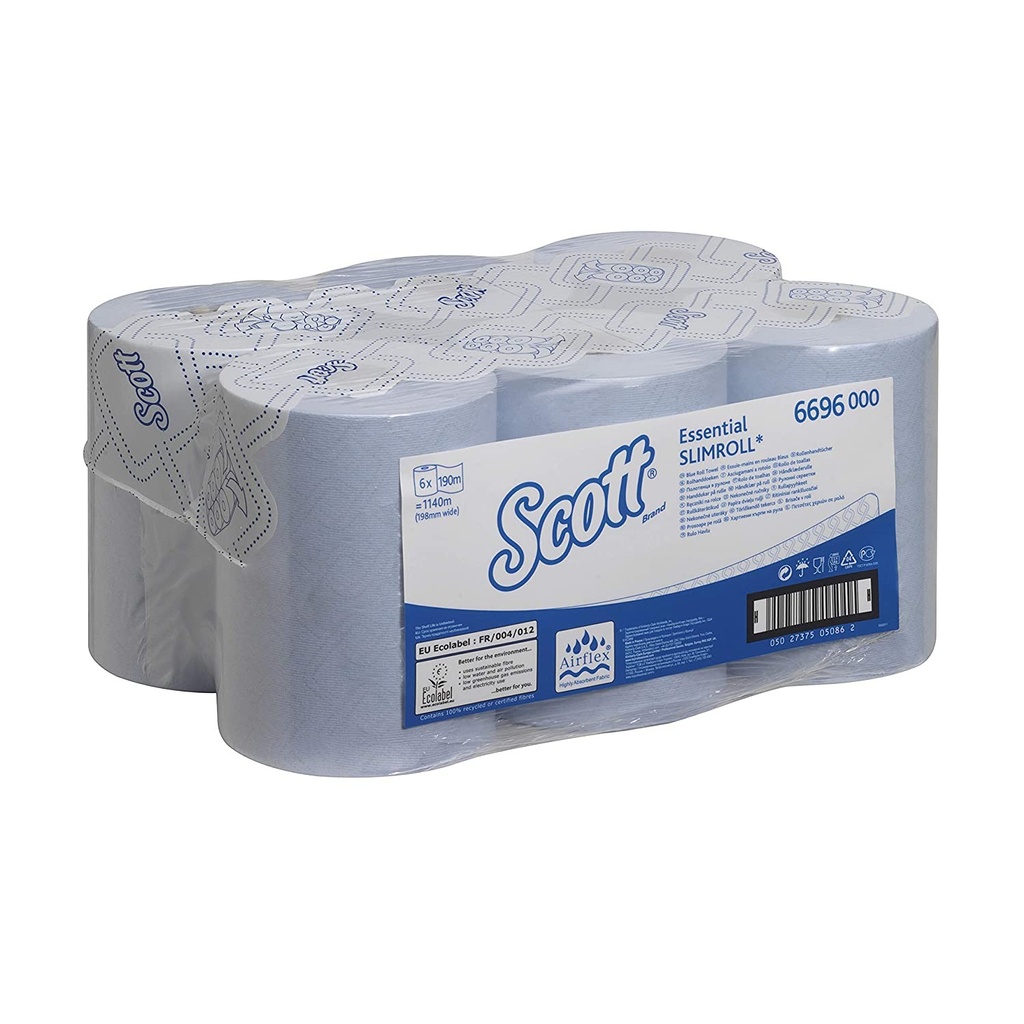 TOALLAS SECA MANOS EN ROLLO SLIMROLL 1 CAPA AZUL 190 M