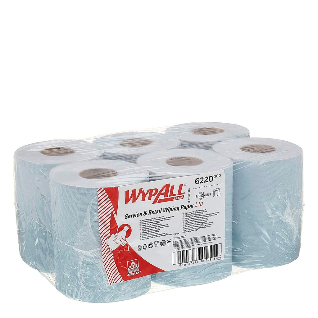 Bobina Wypall Reach L10  Paños Dispensación Central 1 Capa Airflex Azul