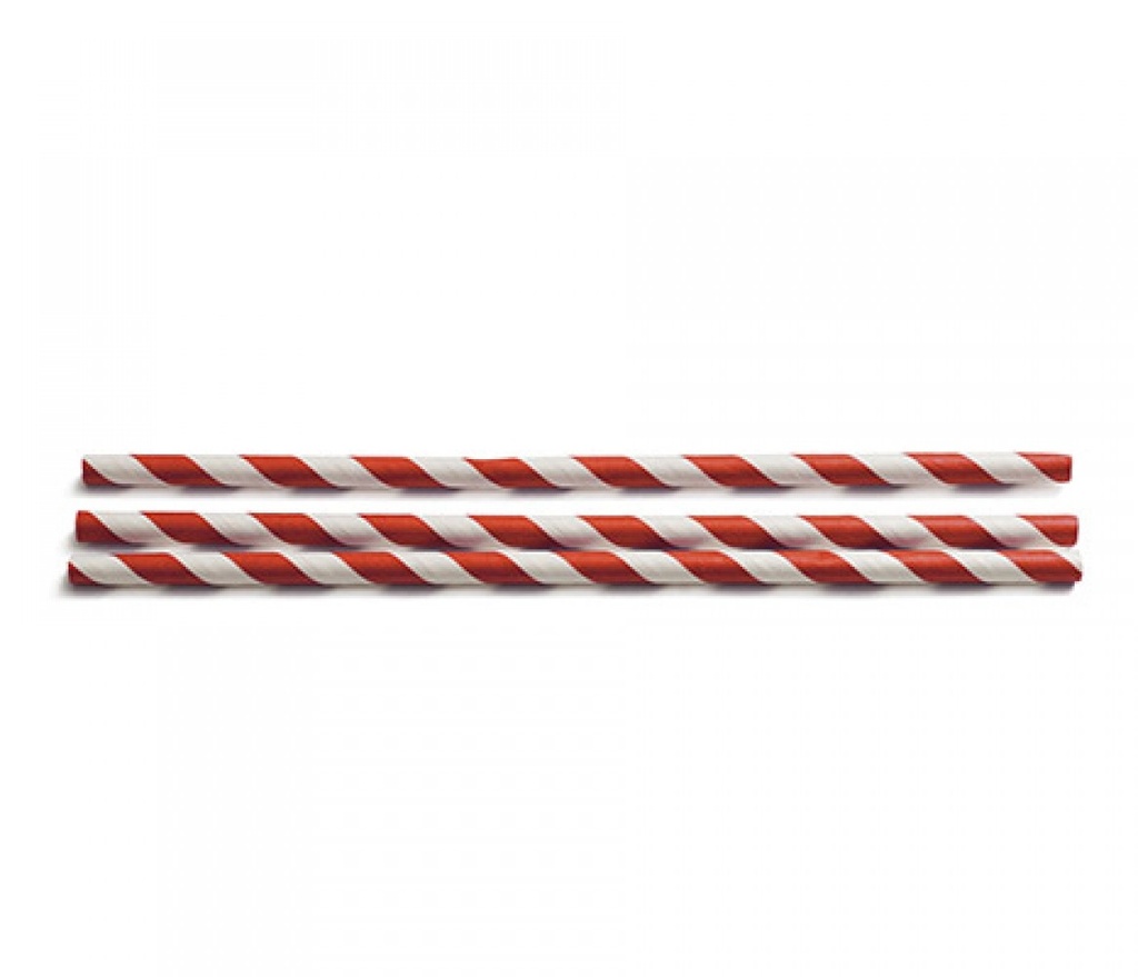 CAÑA PAPEL RECTA RAYADA ROJA 0,6 CM 20 CM