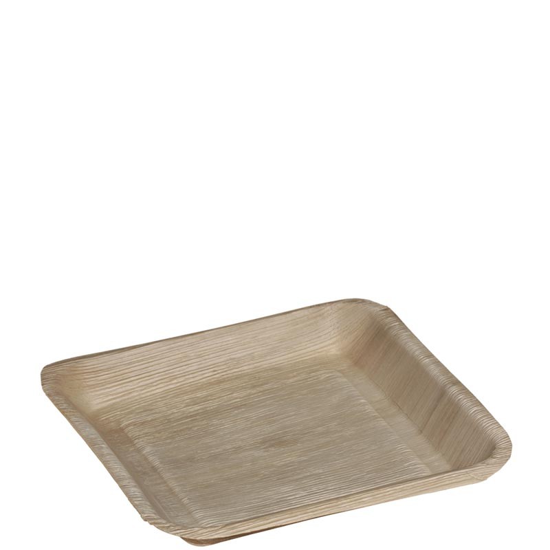 PLATO CUADRADO HOJA DE PALMA 24X24