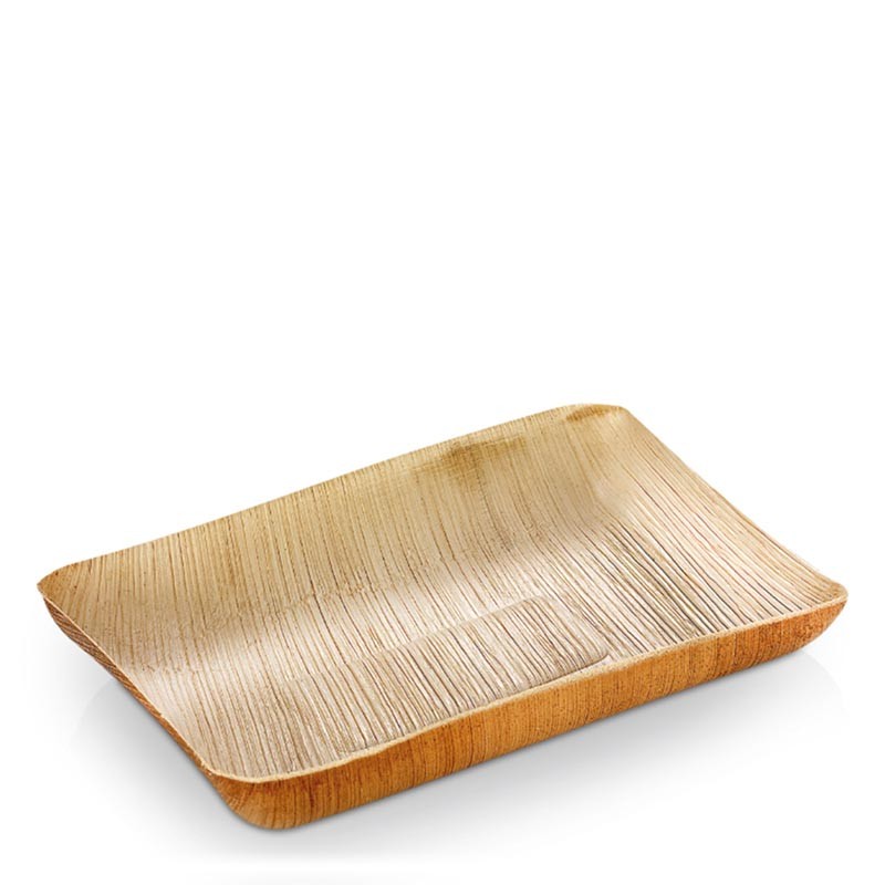 BANDEJA RECTANGULAR HOJA DE PALMA 17X14 CM