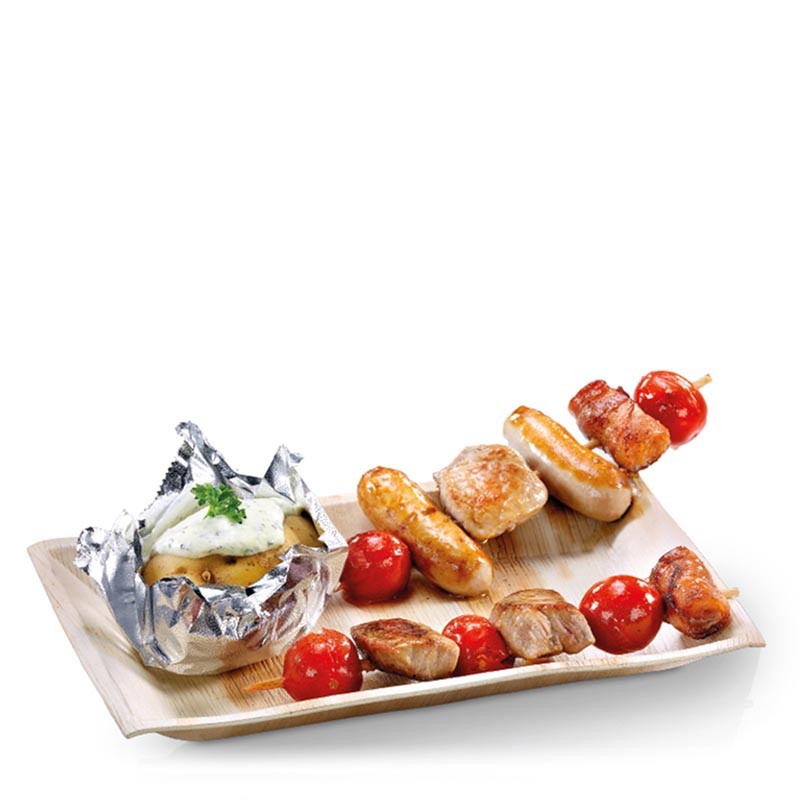 BANDEJA RECTANGULAR HOJA DE PALMA 17X12 CM