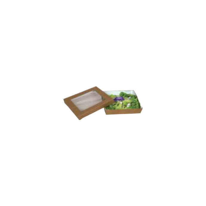 ENSALADERA CUADRADA KRAFT CON VENTANA 1000ML +TAPA