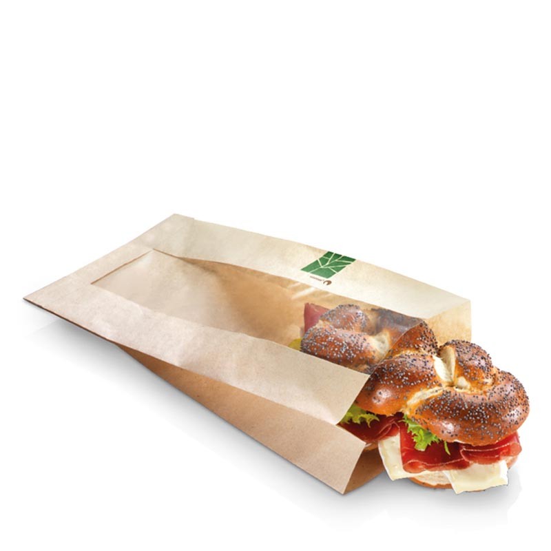Bolsa Kraft Para Sándwich Con Ventana 37,0X16,0+2X4,0 Cm