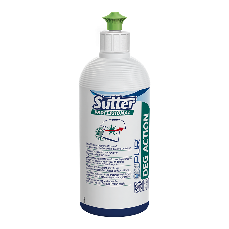 DEG ACTION, QUITAMANCHAS Y PRETRATAMIENTO PARA LA ELIMINACIÓN DE MANCHAS DE GRASA Y PROTEICAS EN TES