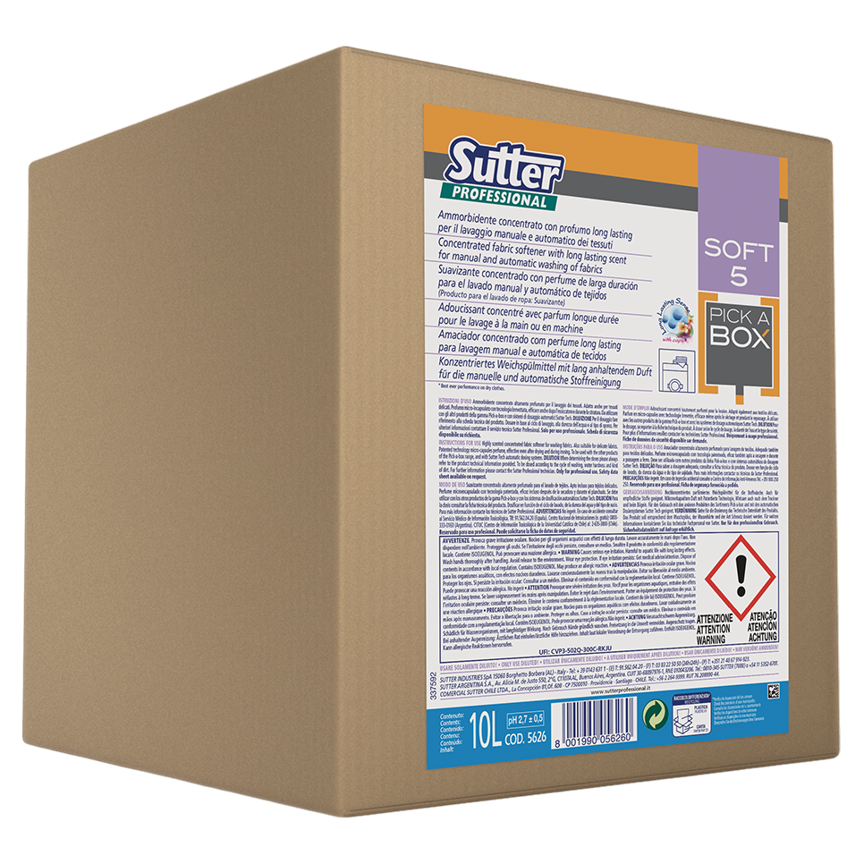Pick A Box Soft 5. Suavizante Concentrado Con Perfume De Larga Duración Para El Lavado Automático Ds