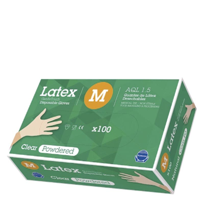 GUANTES DE LÁTEX NATURAL CON POLVO T-M