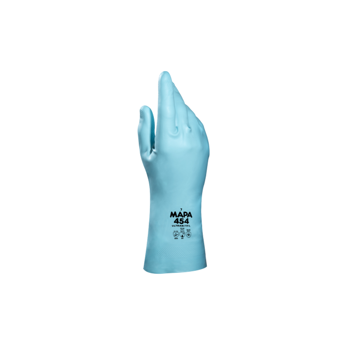 GUANTES ULTRANITRIL HIPOALERGÉNICO 454 PROTECCIÓN QUÍMICA T/7-71/2