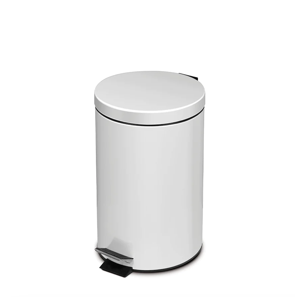 Papelera Metal Standard Con Pedal 12 L Acero Pintado Blanco