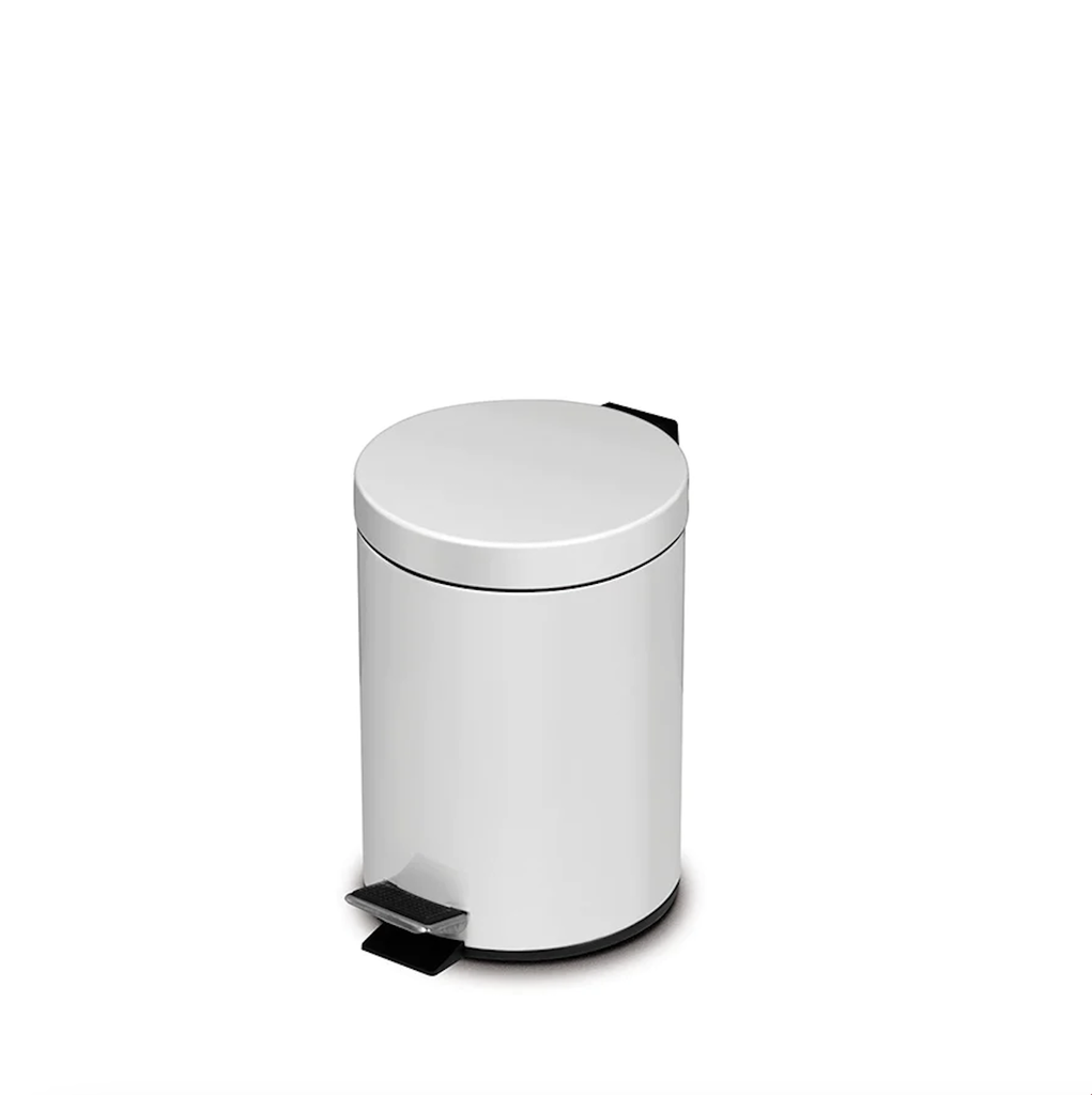Papelera Metal Standard Con Pedal 3 L Acero Pintado Blanco