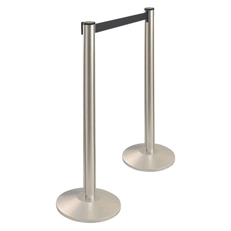 Poste De Separación Acero Inox Con Cinta Negra 2,5 M