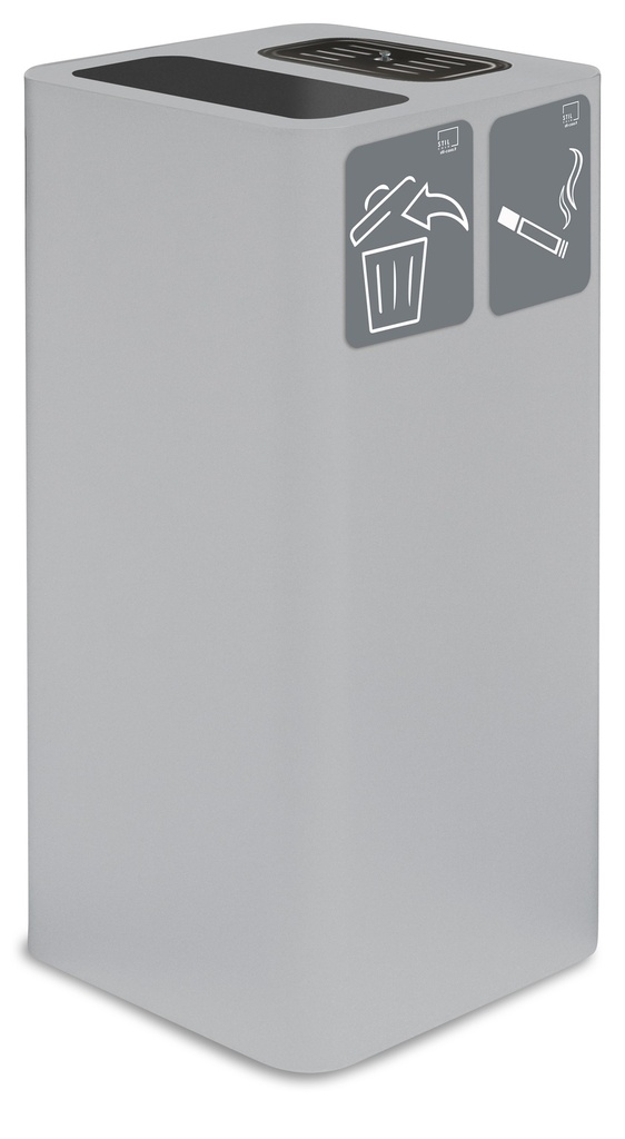 Papelera Cenicero Pure  Para Exterior Cubierto 100L Acero Pintado Blanco