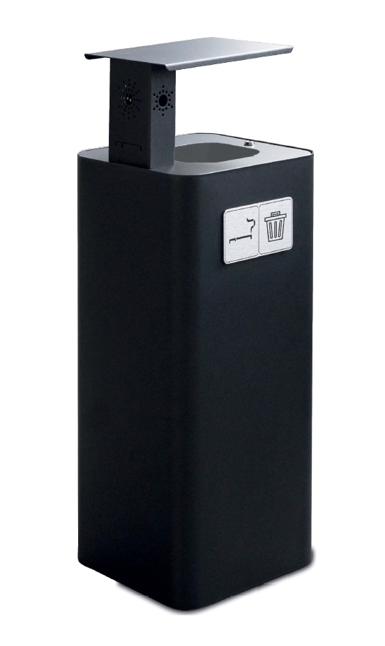 Papelera Cenicero Con Bandeja Pure Para Exterior Cubierto 60L Acero Pintado