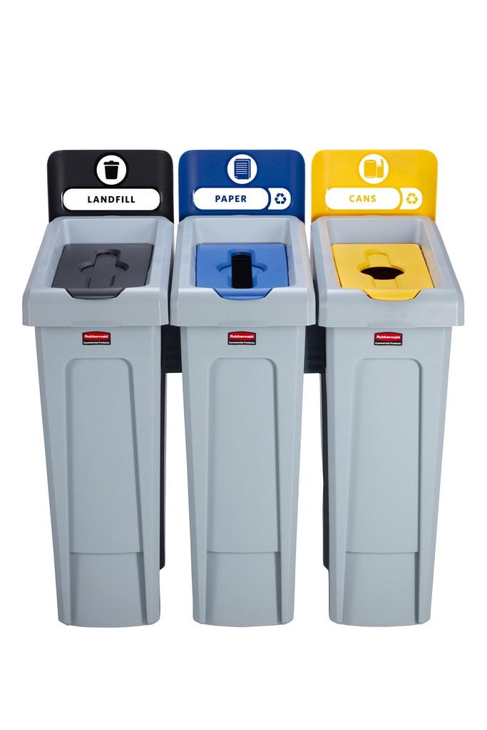 Juego de Tres Contenedores de Reciclaje Slim JIM®: Vertedero/papel/plástico
